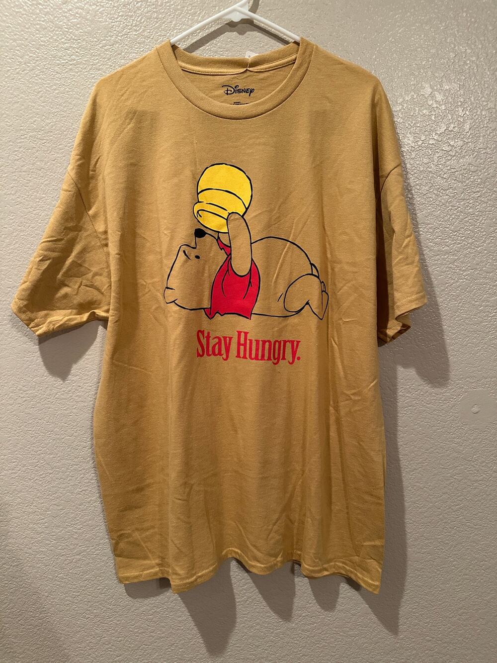 NWT Disney Winnie the Pooh Stay Hungry Honey Yellow Tee XL